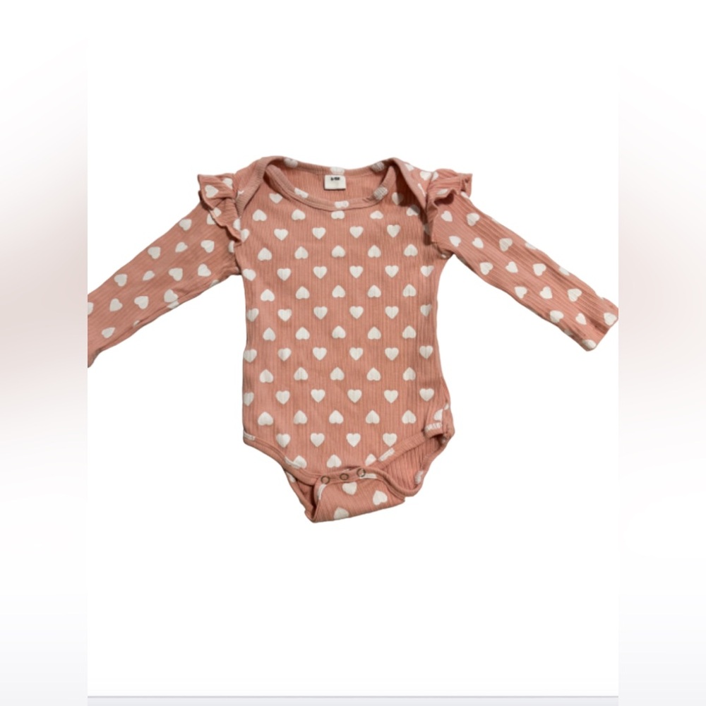 Pink ruffle heart onsie